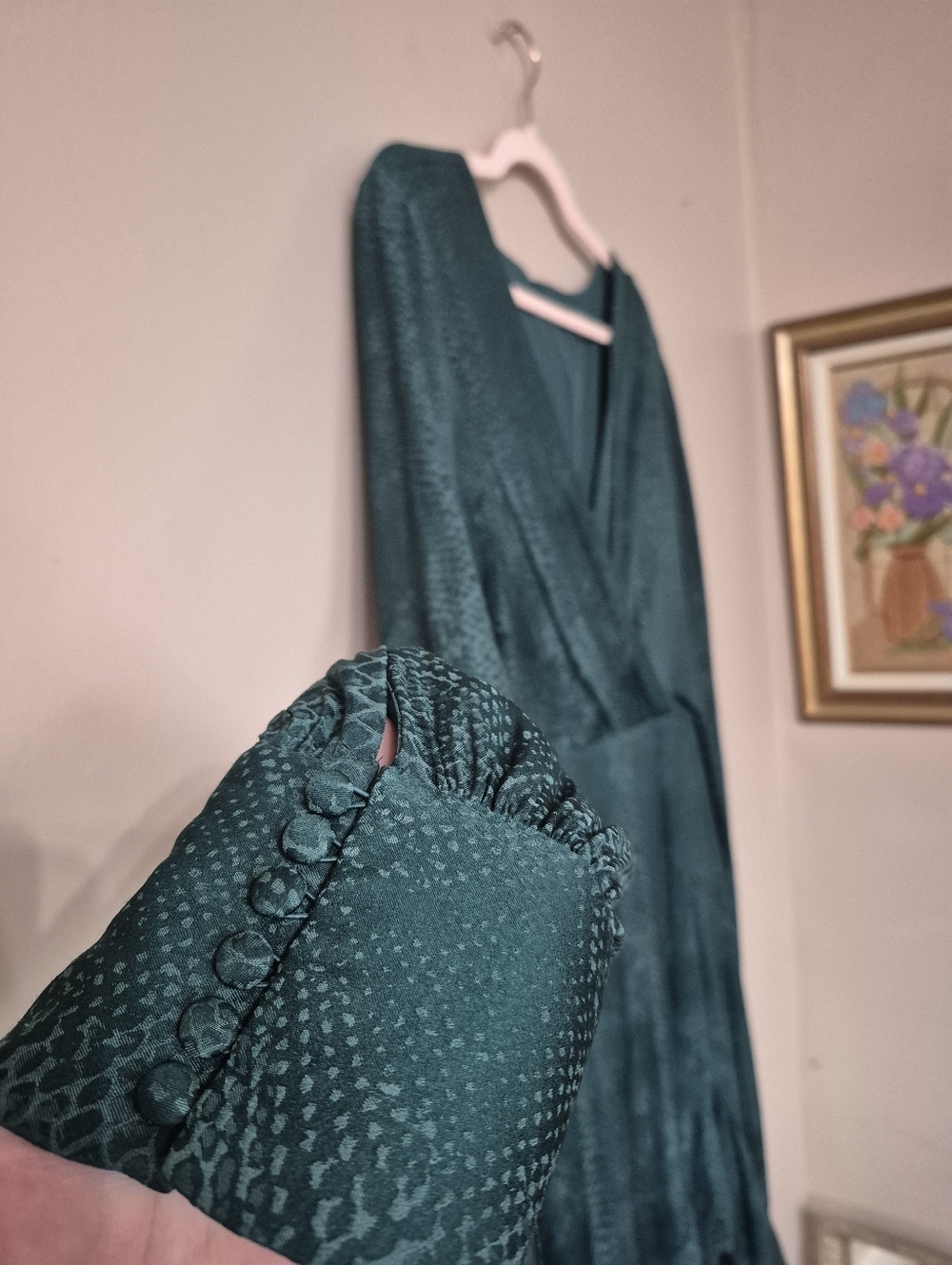 NWT Guess Wrap-Style Teal Faux Snakeskin Dress - Picture 2 of 13
